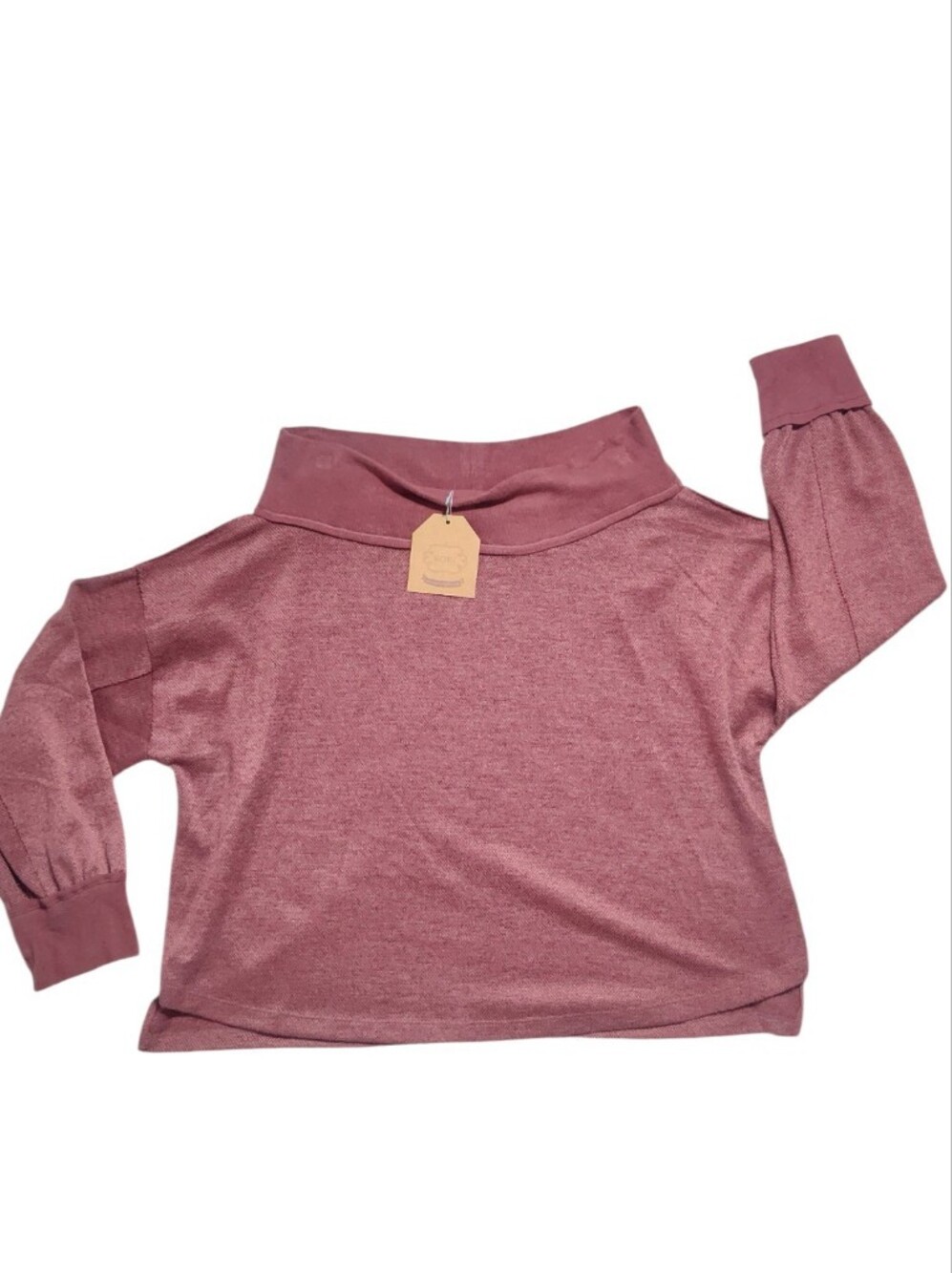 NWT Kori Mauve Waffle Knit Textured Pullover Sweater Mock Neck Sz Large